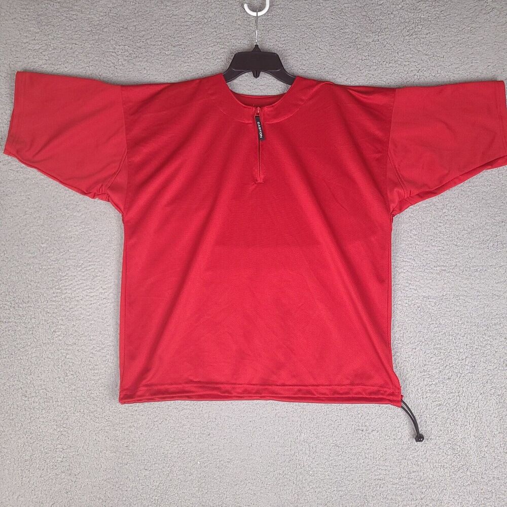 Easton Shirt Mens Small Athletic 1/4 Zip Vented‎ Pullover Red Short Sleeve